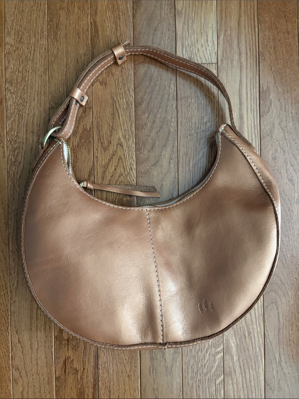 Portland Leather Nora Copper-Tan Crescent Shoulder Bag